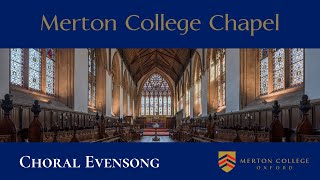 Choral Evensong Saturday 20 April from Merton College Chapel Oxford [upl. by Iclehc]