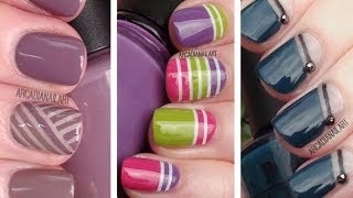 3 Striping Tape Easy Nail Art Designs  Nail Art For Beginners  ArcadiaNailArt [upl. by Atilamrac918]