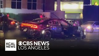 Two young men badly injured after street takeover collision in Anaheim [upl. by Tterrag260]