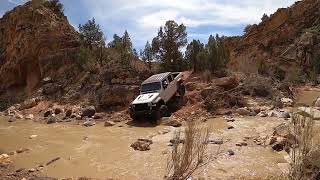 Rattle Snake Gulch River OffRoad Trail near St George Utah Two Diesel Gladiators getting Wet [upl. by Anivlis599]