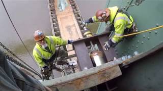 Iron Workers Removing 1000lb Swivel Pins From a Mile Long Bridge [upl. by Sivad]