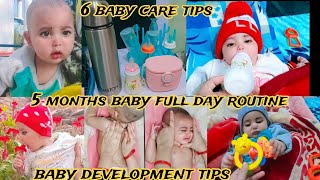 5 months baby full day routineDevelopment tips  morning routine 5 months baby activities [upl. by Lodnar]