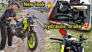 Yamaha MT 15 modification hydraulic brake 😍  new look 🔥 [upl. by Rafa]