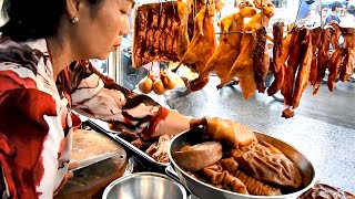 Amazing Sales Generation Year1999 Street FoodBraise Pork Roast Duck Juicy Pork Chopping Meat Skill [upl. by Faye493]