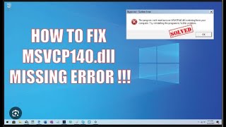 The program cant start because MSVCP140dll is missing from your computer windows 100 Working [upl. by Ettenyl839]