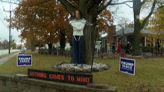 Political Halloween display causes controversy in Freeport [upl. by Attenehs693]