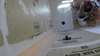 Building a WATERPROOF walk in shower hybrid style waterproofing [upl. by Ernaldus]