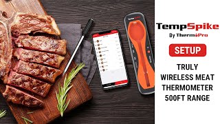 ThermoPro TP960 TempSpike Truly Wireless Bluetooth Meat Thermometer Setup Video [upl. by Ainocal]