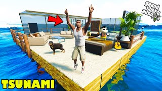 Franklin Finally Survived The Biggest Wave Of Tsunami in GTA 5  SHINCHAN and CHOP [upl. by Ardnaiek]