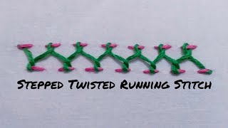 Stepped Twisted Running Stitch tutorial 17 [upl. by Klaus]