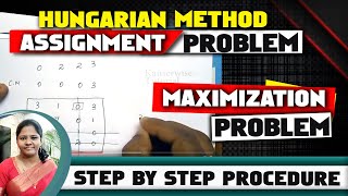 3 Assignment problem maximization Hungarian method  with solved Problem  by kauserwise [upl. by Aneen]