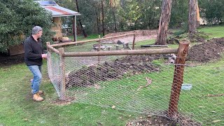 Making a start on the Vegetable Garden Perimeter Rabbit Proof Fence  Urban Garden Build [upl. by Berhley]