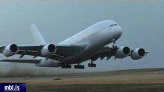 A380 cross wind landing in Iceland [upl. by Llerrot]