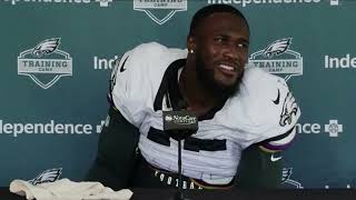 Devin White drops a few more jewels about communication and all things Eagles at training camp [upl. by Ellingston926]