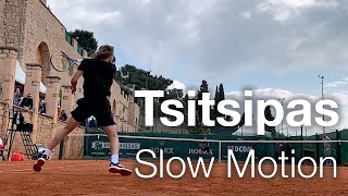 Court Level Stefanos Tsitsipas Tennis Practice in Slow motion  Monster Forehand  Monte Carlo [upl. by Feld52]