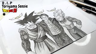 TimeLapse Drawing Tribute to Akira Toriyama and Dragon Ball  Goku x Vegeta fanart [upl. by Sibie990]