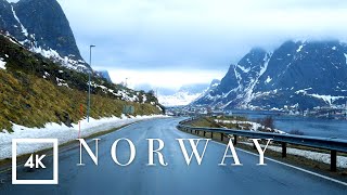 Scenic Snowy Drive in Reine Lofoten Islands Norway  Driving Sounds for Sleep and Study ASMR [upl. by Asirret894]