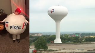 Plano Water Tower Demolition Recreated by Boy for Halloween [upl. by Sloatman379]