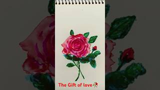 rose flower drawingshortfeed art watercolorrose [upl. by Aronas308]