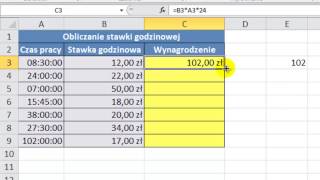 Excel 2010  Czas  godziny w Excelu jak obliczyć stawkę godzinową i wynagrodzenie  porada 25 [upl. by Vivica]