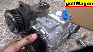 VW Golf 5 AC compressor change pls read description [upl. by Rojam313]