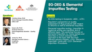 Workshop On Ethylene GlycolDiethylene Glycol EGDEG amp Elemental Impurities Testing [upl. by Alael416]