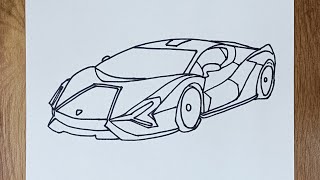 How to draw a Car  How to draw Lamborghini Sian  Drawing  Sketches [upl. by Dani765]