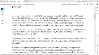 1 Dentro dos objetivos de aprendizagem e desenvolvimento do campo de experiência “Corpo gestos e m [upl. by Saxen]