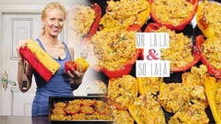 Gefüllte Paprika  Mega knusprig  warm und kalt super lecker  Für jede Party amp Catering  Vegan [upl. by Nolitta555]