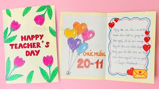 Cách làm thiệp 20 tháng 11  Làm thiệp 2011 đơn giản nhất  Làm thiệp chúc mừng tặng thầy cô 66 [upl. by Einnob]