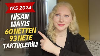 YKS 2024❗️Nisan Mayıs 60 Netten 93 Nete Nasıl Çıktığımı Anlatıyorum  branş ve genel deneme sıklığı [upl. by Malcah201]