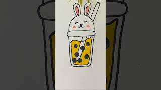 BOBA TEA EASY DRAWING FOR BIGNNERS trending shorts viralvideo bobatea easy howtodraw korea [upl. by Birkner]