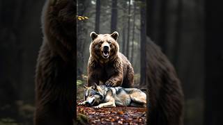 Bear VS Wolf 🤯🔥 animals viralvideo shortsvideo shorts [upl. by Whelan]