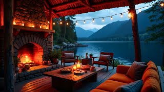 Cozy Lakeside Night Fireplace Ambience with Soothing Crickets For Relaxing [upl. by Sherj]