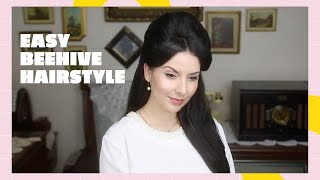 EASY Half Beehive Hairstyle Long Hair [upl. by Jobyna]