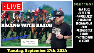 LIVE Horse Racing Handicapping  Parx  Horseshoe Indianapolis  Thistledown  Tues Sept 17th [upl. by Lewiss]