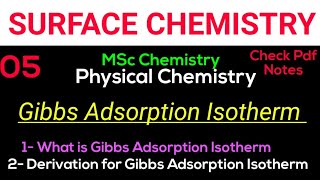 Gibbs Adsorption Isotherm  Concept  Derivation •MSc Chemistry• SURFACE CHEMISTRY notes [upl. by Mathur]