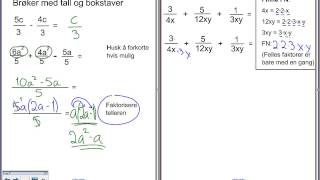 Algebra addisjon og subtraksjon med brøk [upl. by Charmion189]