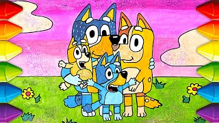 Lets Draw Blue Heeler Puppys Family with Glitters  Easy Drawing Tutorial [upl. by Aicnarf]