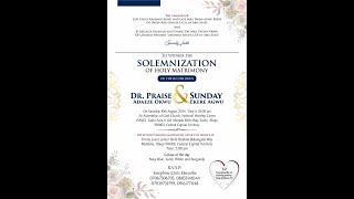 Solemnization of Holy Matrimony between Dr Praise and Sunday [upl. by Hutchison]