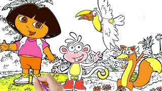 Cute Dora drawing  Dora and friends drawing Dora coloring book [upl. by Jonathon16]