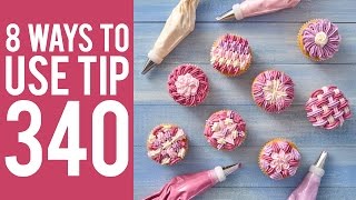 8 Ways to Decorate Cupcakes with Tip 340 [upl. by Einama]