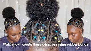 How to crisscross rubber bands wpuff hair tutorial  Christal B [upl. by Christmann]