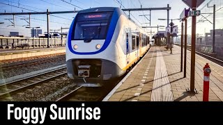 Train Cab Ride NL  Fog  Sunrise  Utrecht  Tiel  Utrecht  SLT Sprinter  Dec 2020 [upl. by Derman]