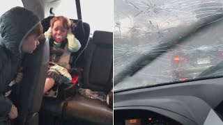 This Family Was Trapped in Their Car During a Terrifying Hail Storm [upl. by Nevarc]