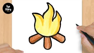 228 How to Draw a Fire  Easy Drawing Tutorial [upl. by Alvita]