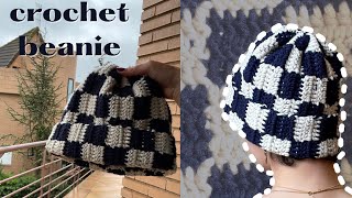 checkered CROCHET BEANIE [upl. by Siraval252]