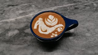 Speciality Coffee Training  Barista art skills  Coffee Latte Art Tutorial seahorse latte art [upl. by Wardle]