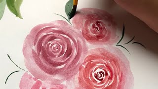 Flower Drawing I How to draw a watercolour rose… Learn easy drawing with easy steps🌹💐 [upl. by Tressa]