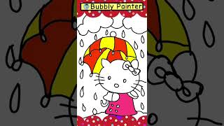 Hello kitty enjoys rain😄 drawing coloring Bubblypainter cuteart artshorts cutethings kitty [upl. by Gylys]